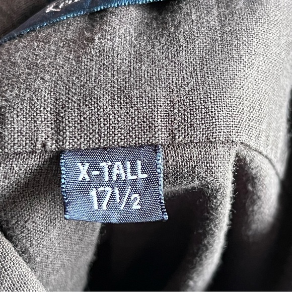 Stafford Linen Blend Relaxed Fit Black Button Up Short Sleeve Shirt XLT - Picture 9 of 10